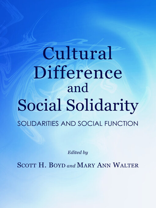 Cover of Cultural Difference and Social Solidarity
